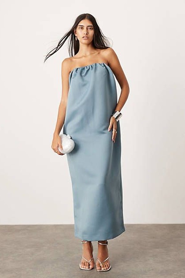 Bandeau Heavy Satin Maxi Dress