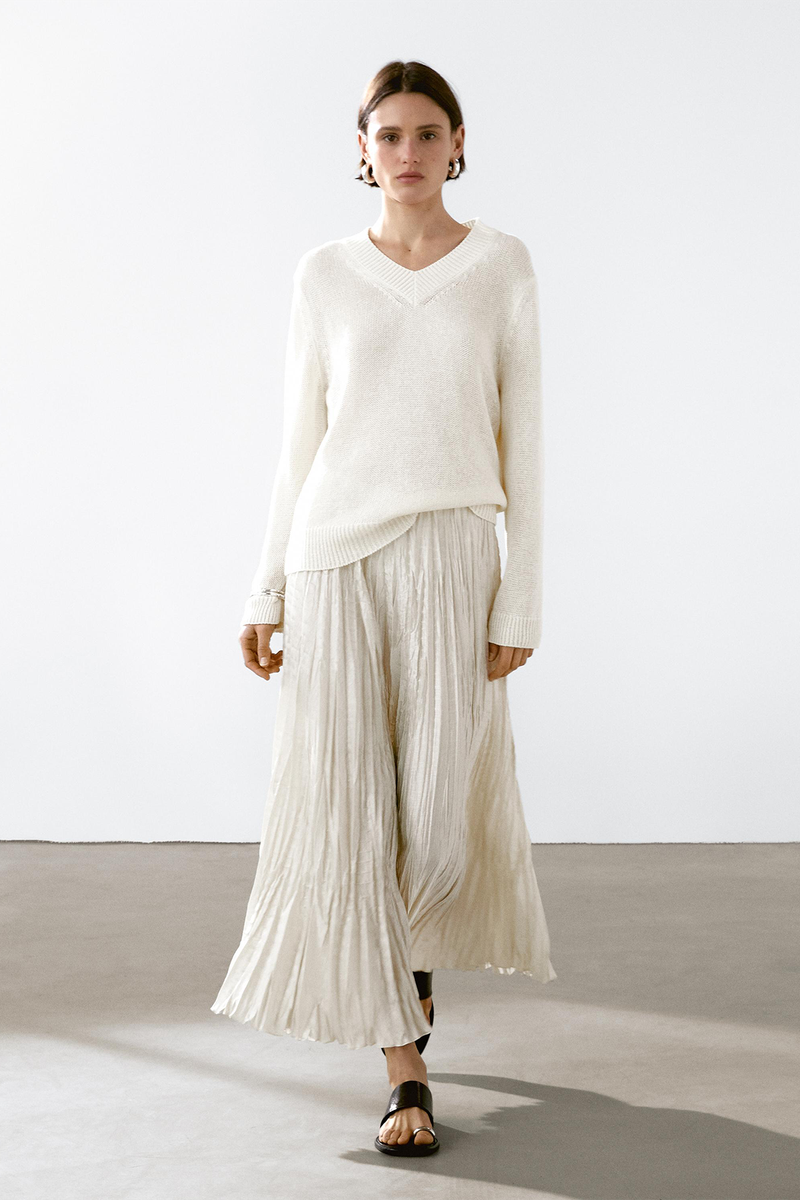 Flared Pleated Midi Skirt from Masssimo Dutti