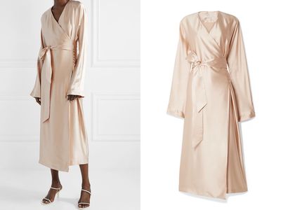 Eleni Belted Silk-Satin Wrap Dress from La Collection