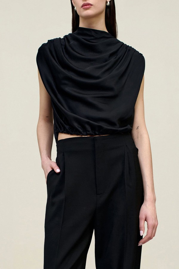 Naia Draped Top in Soft Satin from Kallmeyer