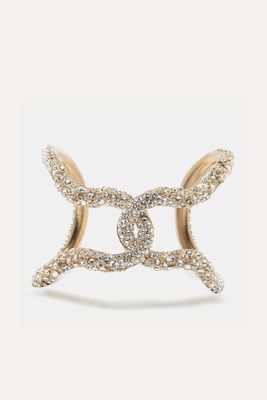 Gold Tone Crystal Open Cuff Bracelet from Chanel
