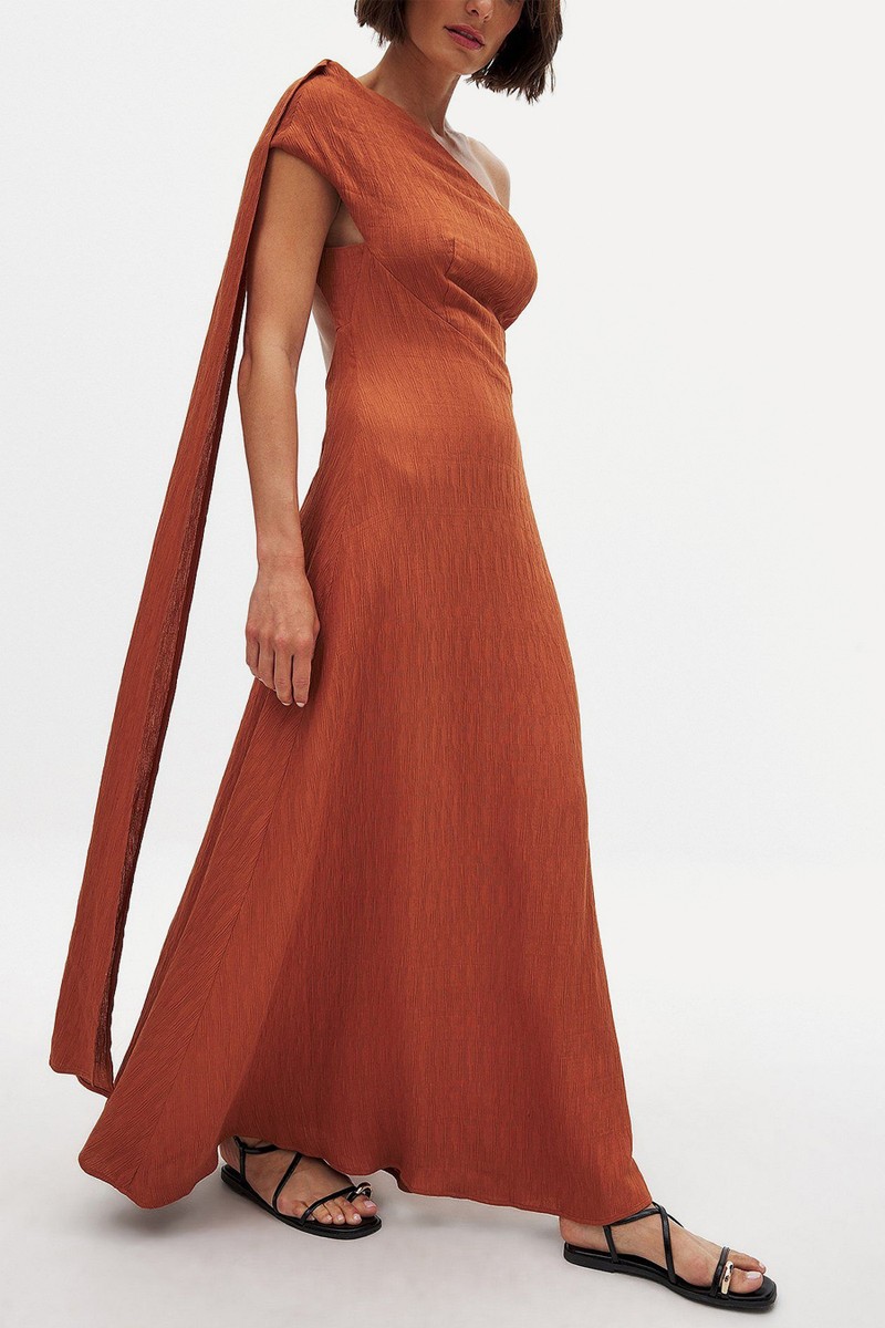 One Shoulder Back Detail Maxi Dress
