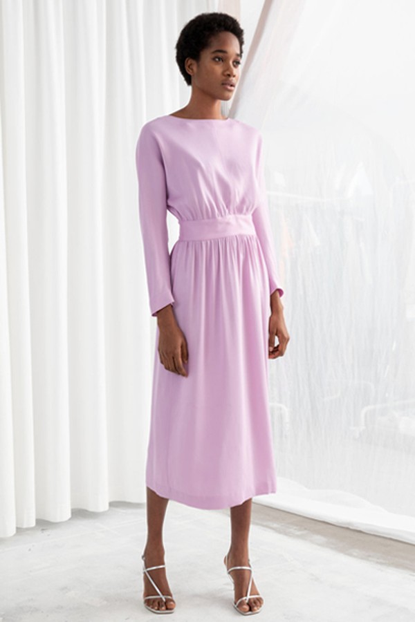 Long Sleeve Satin Midi Dress