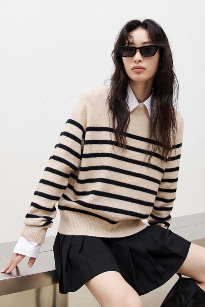 Wool Blend Striped Sweater from Mo & Co.