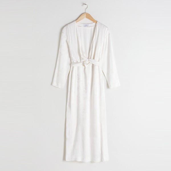 Floral Jacquard Overlapping Midi Dress from & Other Stories