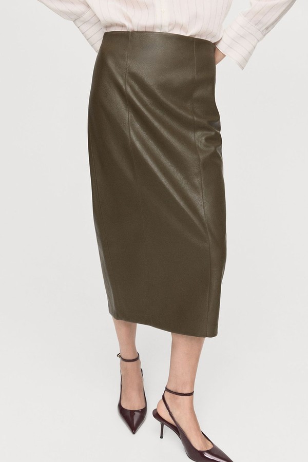 Faux-Leather Pencil Skirt from Mango