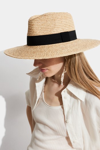 Grosgrain-Trimmed Straw Hat from & Other Stories