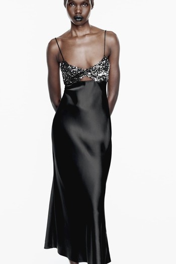 Contrast Sequinned Slip Dress