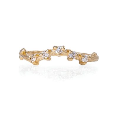 Solid Gold Written in the Stars Band Ring Classic Diamond
