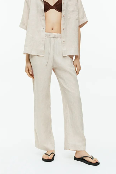 Linen Drawstring Trousers from ARKET