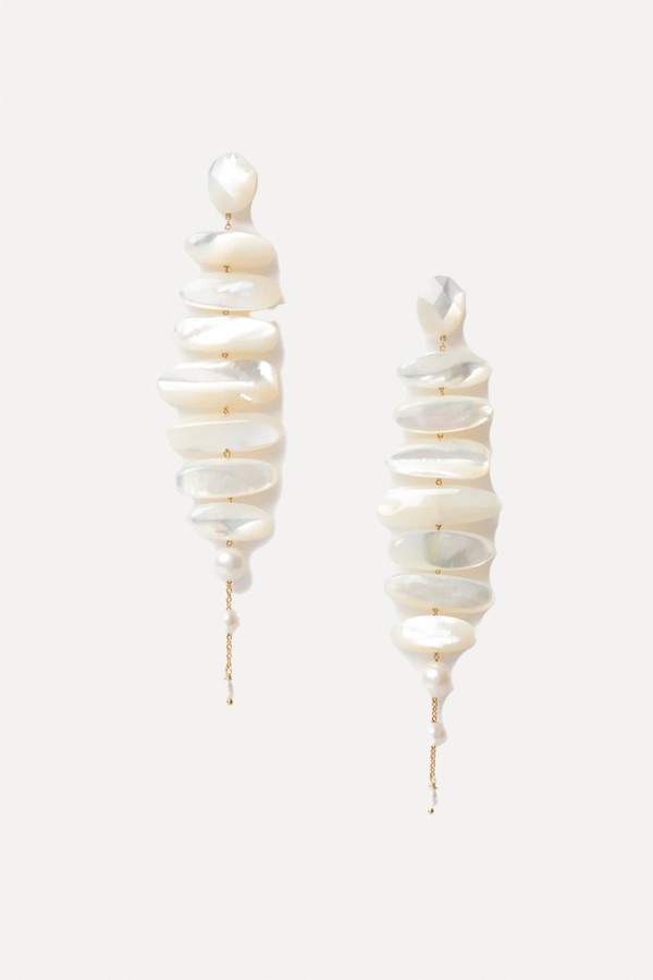 White Mother Of Pearl Mizumi Earrings, £160 | Chan Luu