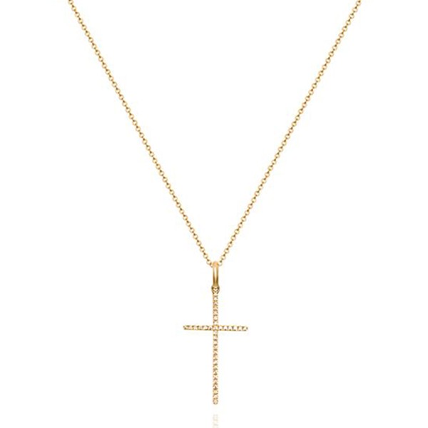 Yellow Gold Diamond Cross Necklace