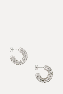 Crochet Silver Hoop Earrings from Bottega Veneta