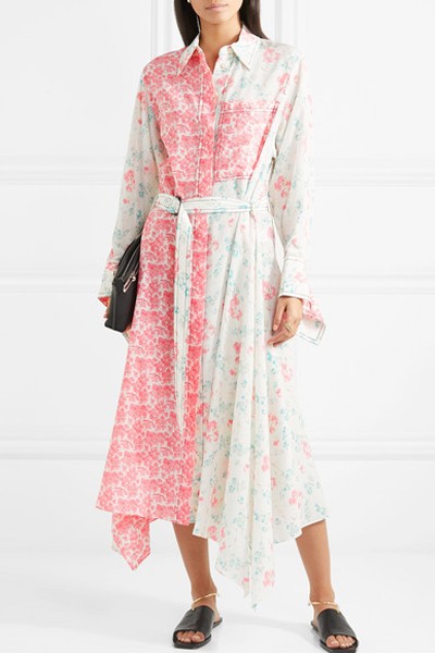 Cyprien Belted Floral-Print Silk Crepe De Chine Midi Dress from Joseph