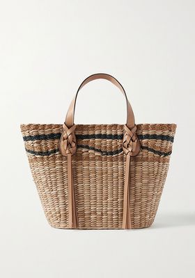 Surfside Leather-Trimmed Woven Straw Tote from Ulla Johnson