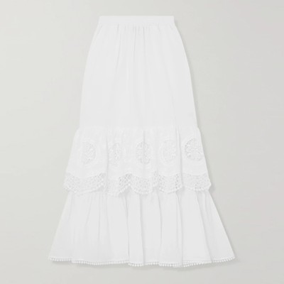 Marga Crocheted Cotton-Blend Voile Midi Skirt from Charo Ruiz