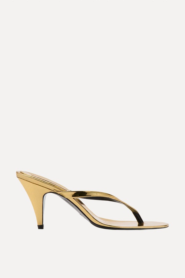 Metallic Funnel-Heel Sandals from MANGO x Hailey Bieber  