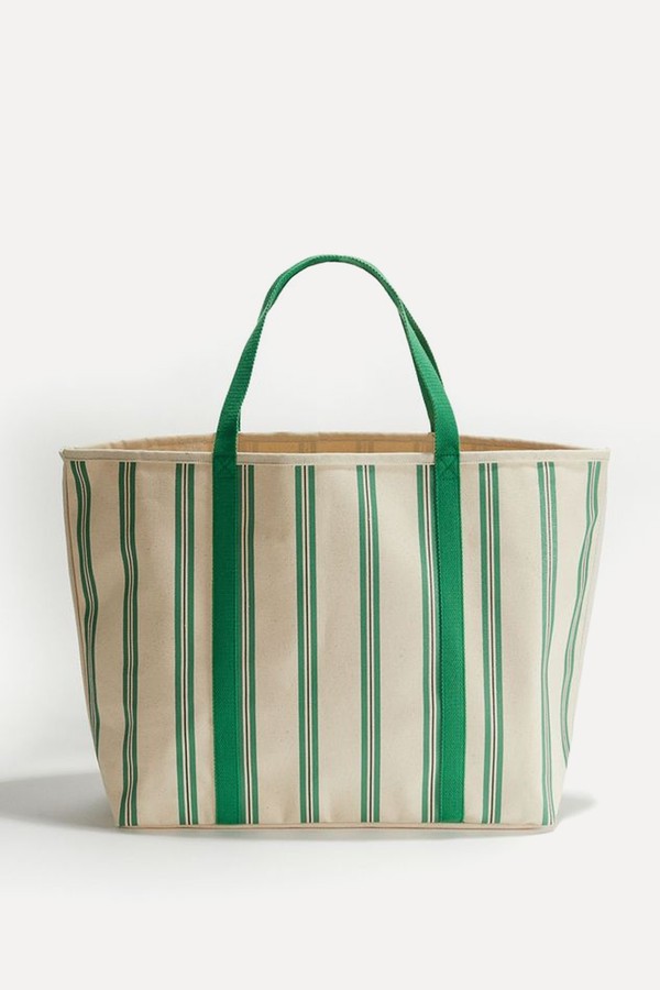 Cotton Canvas Beach Bag from H&M