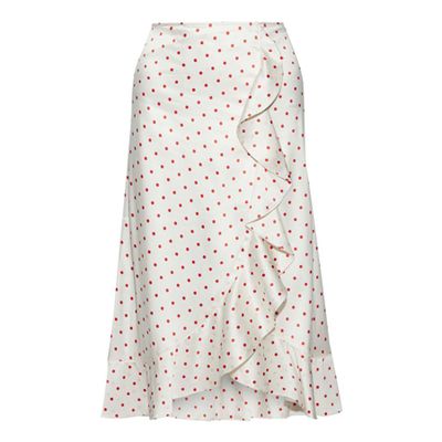 Dufort Polka-Dot Silk-Blend Skirt from Ganni