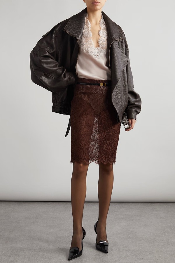 Floral Lace Pencil Skirt from Saint Laurent 