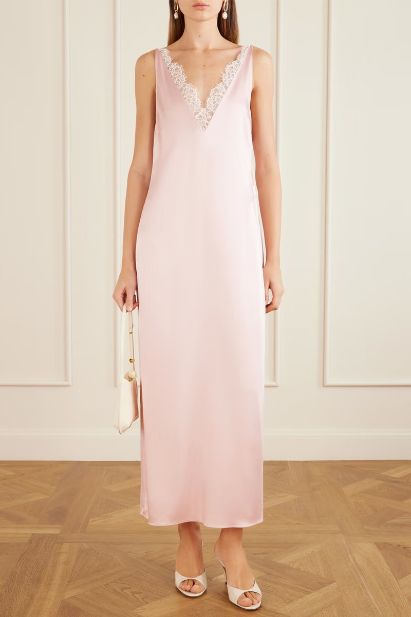 Lace-Trimmed Satin Midi Dress from Stella McCartney