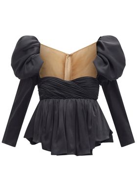 Kim Ruched Satin-Crepe &Tulle Top from Khaite
