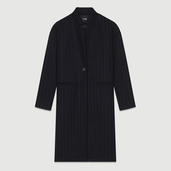 Straight Coat With Thin Stripes from Maje