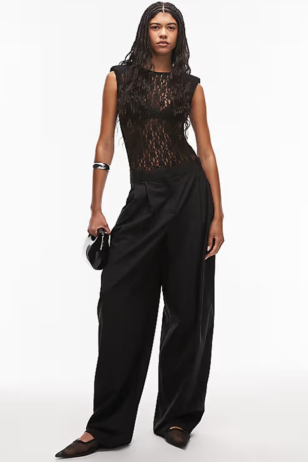 Sheer Lace Shoulder Pad Bodysuit from ASOS DESIGN