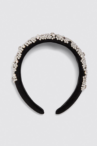 Padded Rhinestone And Pearl Headband