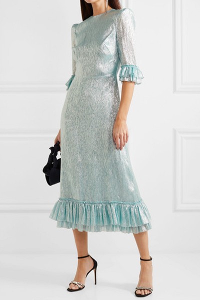 Falconetti Ruffled Silk-Blend Lamé Dress from The Vampire’s Wife