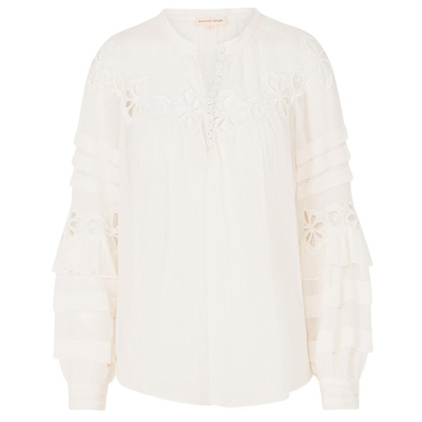 Long Sleeve Pinwheel Top In Snow from Rebecca Taylor