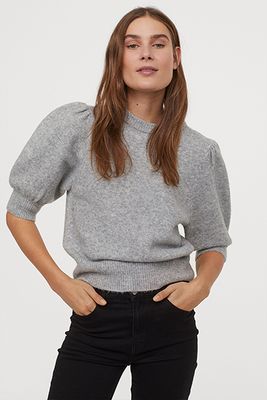 Puff-Sleeved Knitted Jumper from H&M