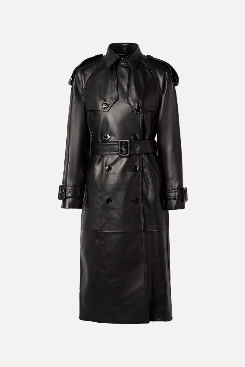 Filippa Double-Breasted Belted Leather Trench Coat from SALON 1884