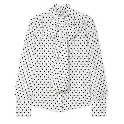 Pussy-Bow Polka-Dot Silk Crepe De Chine Blouse from Jason Wu