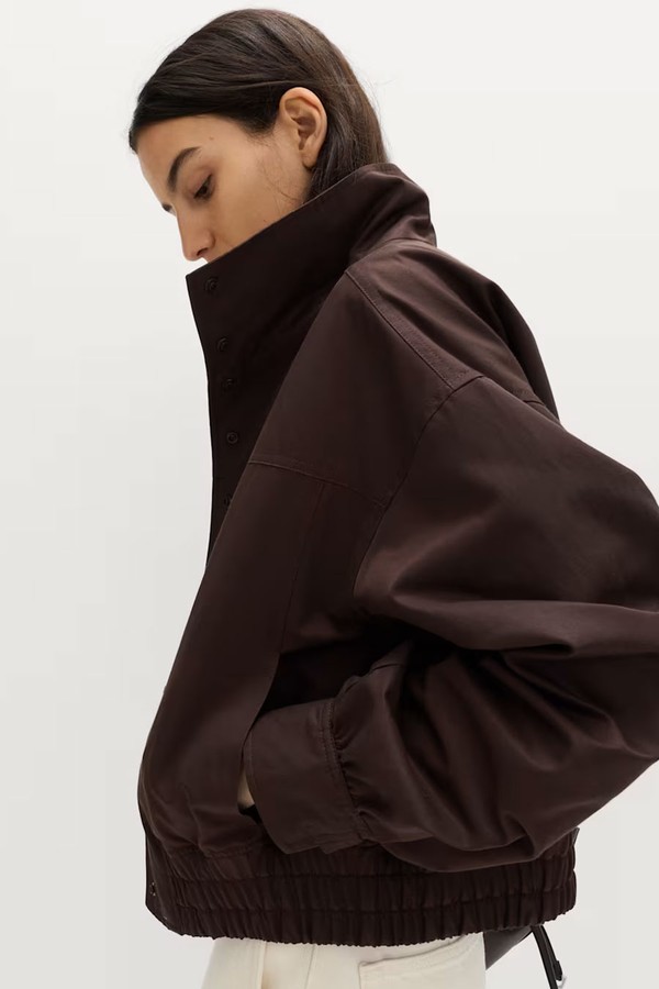 Cotton Rich Funnel Neck Bomber Jacket from Marks & Spencer