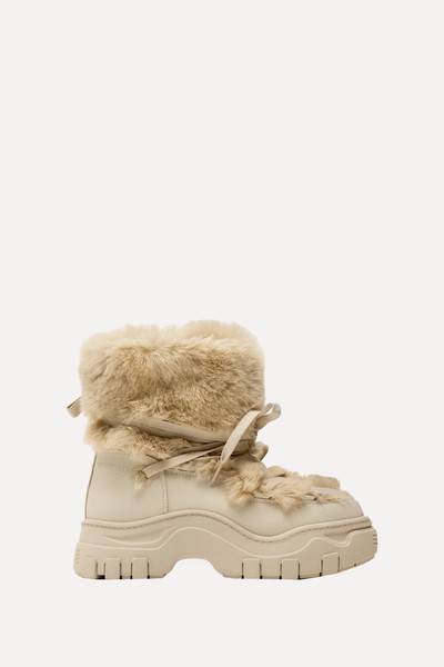 Flat Faux Fur Ankle Boots from Zara