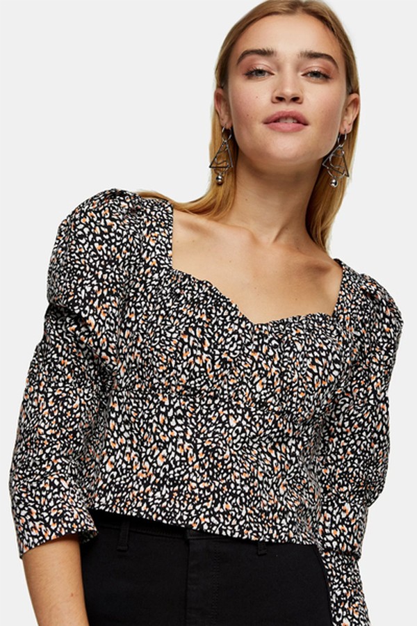 Animal Print Corset Poplin Crop Top
