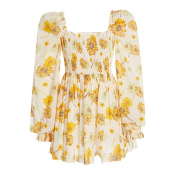 McLoughland Smocked Floral-Print Cotton Mini Dress from The Vampire’s Wife