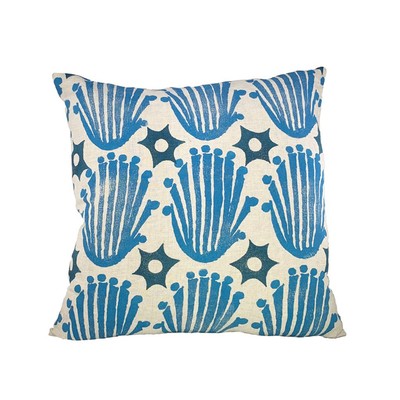 Handblock Print Linen Cushion 55cm x 55cm 