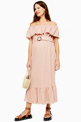 Maternity Ruffle Bardot Midi Dress from Topshop