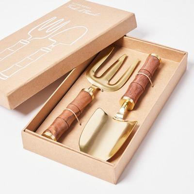 Gold Wooden Handle Trowel & Fork Set Of Two from Oliver Bonas