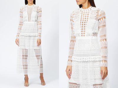 Spiral Lace Panelled Midi Dress from Self-Portrait
