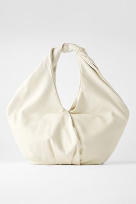 Leather Oval Tote Bag from Zara
