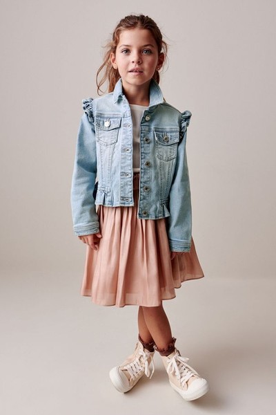 Frill Shoulder Denim Jacket