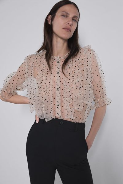 Polka Dot Organza Blouse from Zara