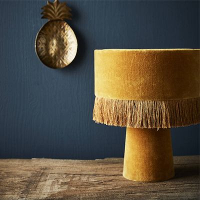 Mustard Velvet Fringed Table Lamp from Not On The High-Street