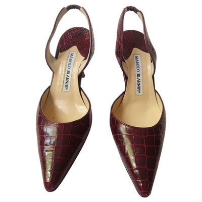 Burgundy Crocodile Heels from Manolo Blahnik