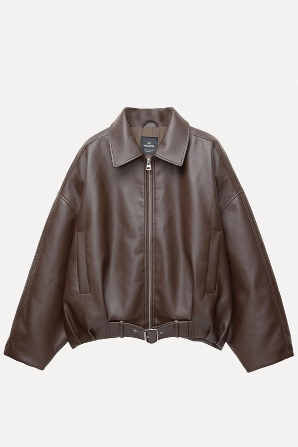 Leather Effect Bomber Jacket  from Pull & Bear