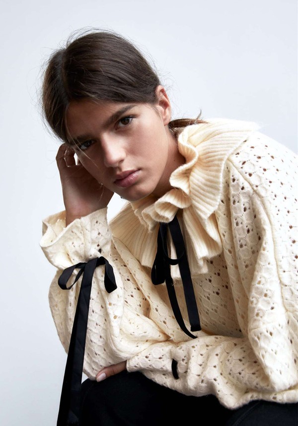 Knit Sweater With Ruffle Trims from Zara