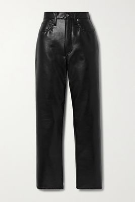 Leather-Blend Straight Leg Pants from Agolde